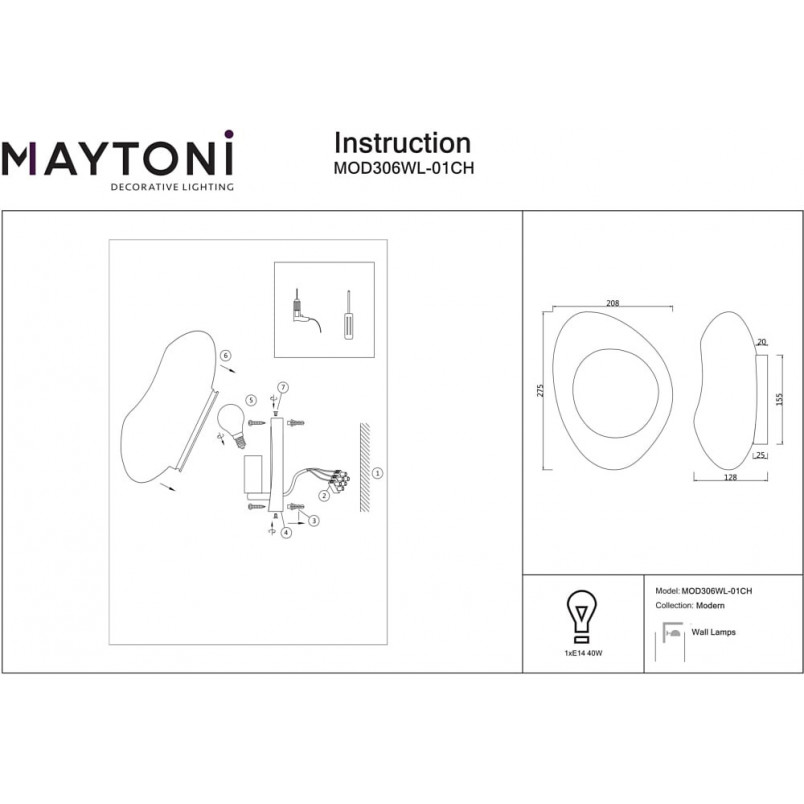 Kinkiet dekoracyjny Mabell chrom Maytoni | Sklep z lampami