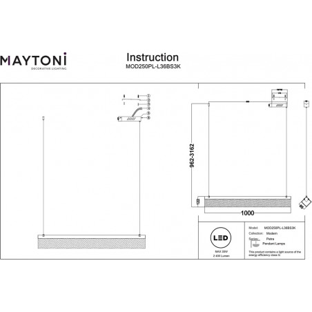 Lampa wisząca Petra LED Maytoni | Marmurowy design