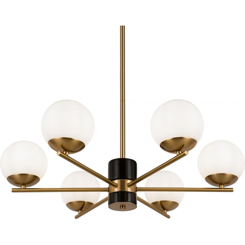 Żyrandol Retro Marble VI - Szkło Białe/Mosiądz | Maytoni