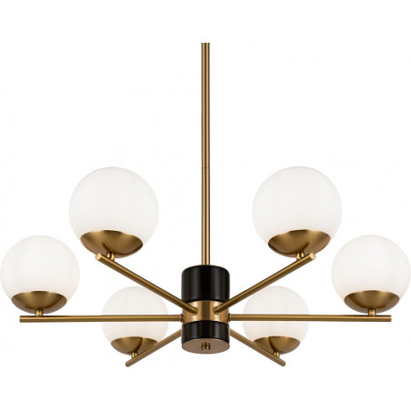 Żyrandol Retro Marble VI - Szkło Białe/Mosiądz | Maytoni