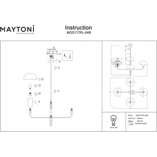 Lampa Sufitowa Memory Maytoni - Szkło, Design, 90,6cm
