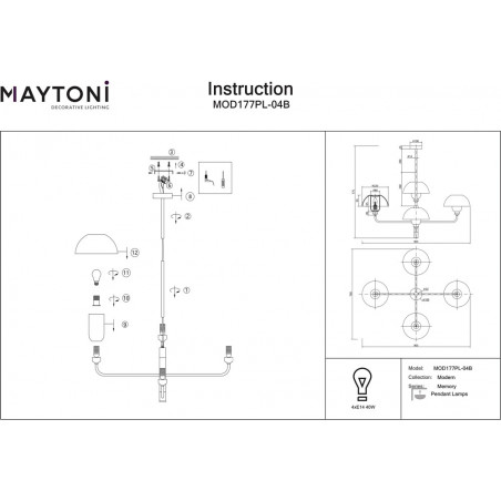 Lampa Sufitowa Memory Maytoni - Szkło, Design, 90,6cm