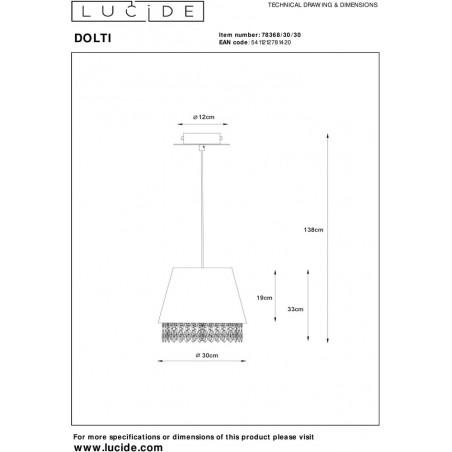 Lampa wisząca glamour Lucide Dolti 30 Czarna - Outlet