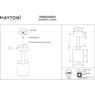 Lampa stołowa AI Collaboration Maytoni | Złota, LED, USB