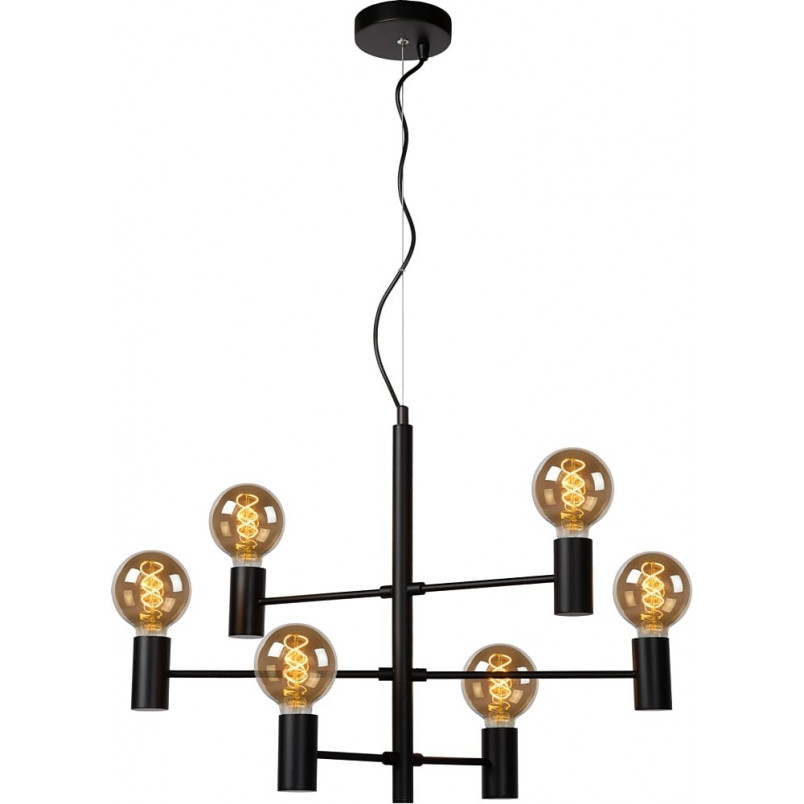 Lampa Loft Lucide Leanne VI - Czarna, 6 Żarówek | Sklep z Lampami