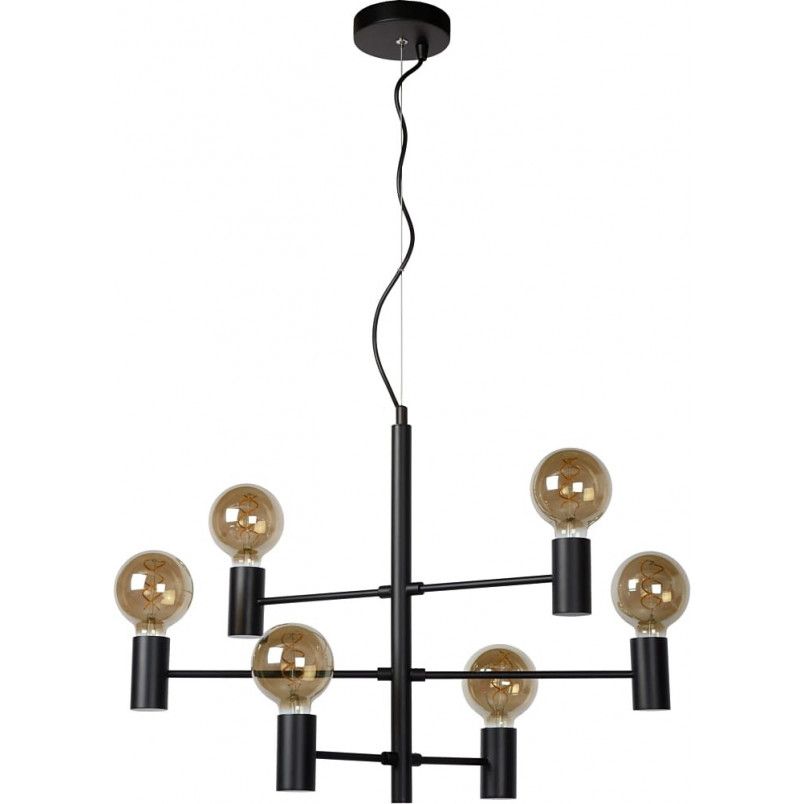 Lampa Loft Lucide Leanne VI - Czarna, 6 Żarówek | Sklep z Lampami