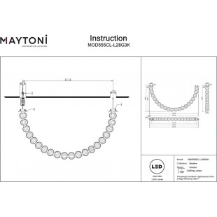 Lampa Wisząca Glamour Maytoni Amulet LED | 150cm, Złoto