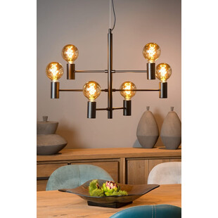 Lampa Loft Lucide Leanne VI - Czarna, 6 Żarówek | Sklep z Lampami