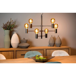 Lampa Loft Lucide Leanne VI - Czarna, 6 Żarówek | Sklep z Lampami