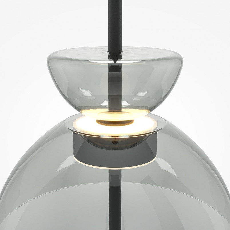 Lampa wisząca Maytoni Bangkok II LED | Szklana, Szara, 25cm