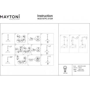 Lampa wisząca szara stożek Basic Maytoni - Elegancki design