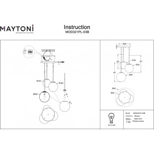 Lampa wisząca Maytoni Basic Form: 3 kule, biało-czarna | Sklep z lampami