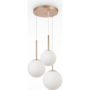 Lampa wisząca Basic Form Maytoni - 3 kule, szkło, biało-złota