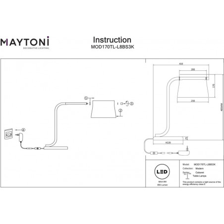 Lampa stołowa szklana Maytoni Cabaret LED - Elegancki design