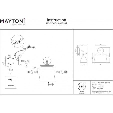 Kinkiet szklany Maytoni Cabaret LED - Elegancki design