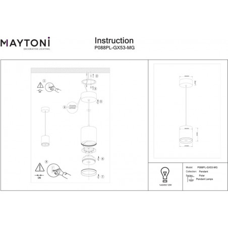 Lampa wisząca tuba Polar - Maytoni | Złote wykończenie