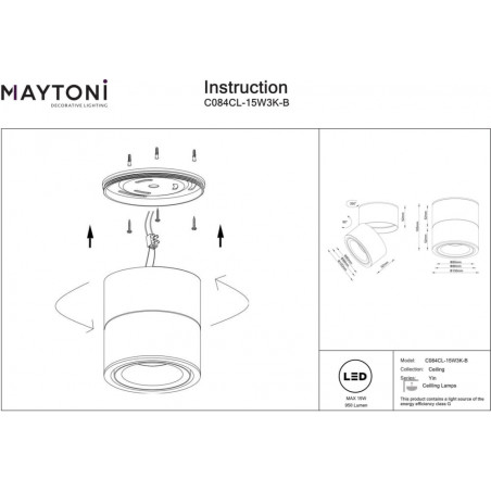 Lampa spot Yin LED Maytoni - Regulowana, Czarna | Kup Teraz