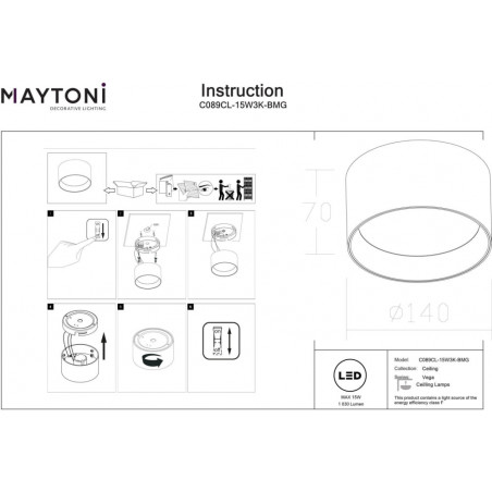 Lampa spot Vega LED czarno-złota Maytoni | 14cm