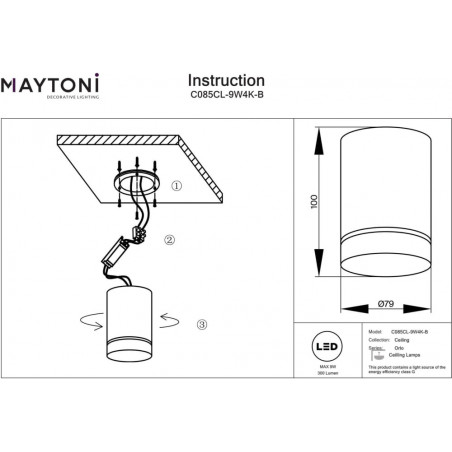Lampa natynkowa Orlo LED Maytoni - Nowoczesny design, 9W