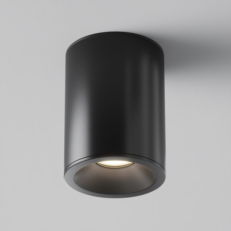 Lampa spot tuba Maytoni Zoom GU10 czarna | Downlight do łazienki