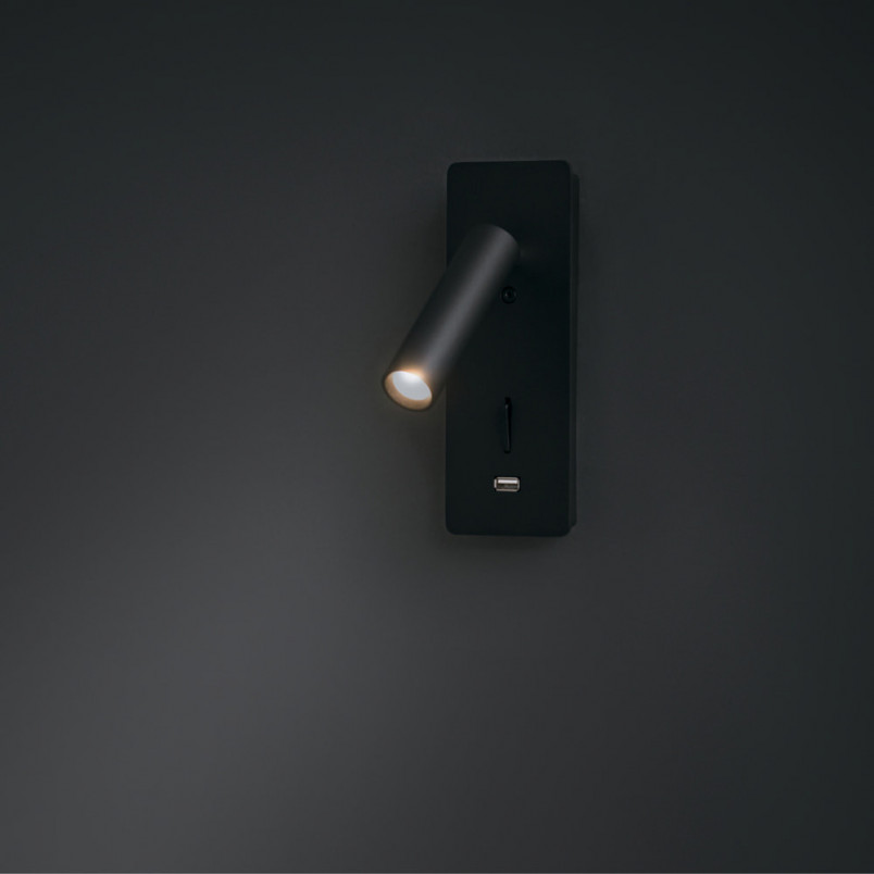 Kinkiet LED Mirax Maytoni: Oświetlenie + USB | Czarny