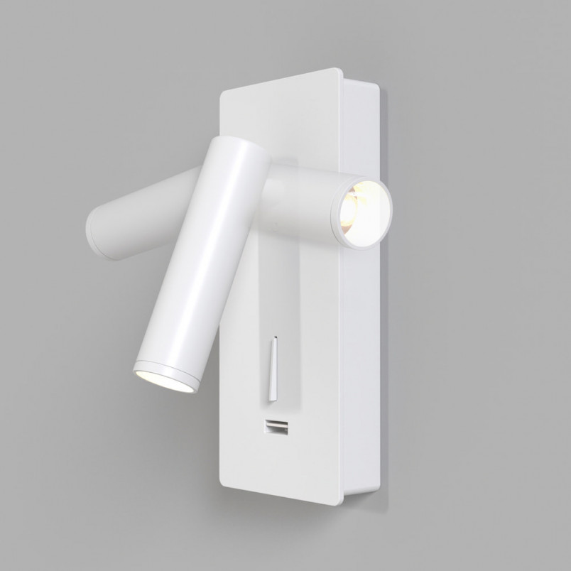 Kinkiet LED Mirax Maytoni z USB - Biały | Oświetlenie