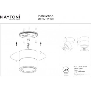 Lampa Spot Yin LED Maytoni | Czarna, Regulowana, 4000K