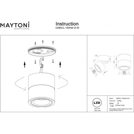 Lampa spot LED Yin Maytoni - Regulowana, Ściemnialna | Światło Neutralne