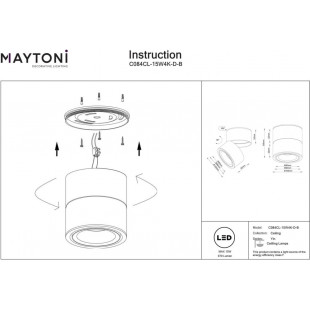 Lampa spot LED Yin Maytoni | Regulowana, Ściemnialna, Czarna