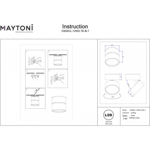 Reflektor LED Onda Maytoni | Oświetlenie sufitowe czarne