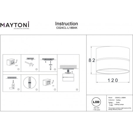 Reflektor kierunkowy Onda LED Maytoni - 4000K, Czarny
