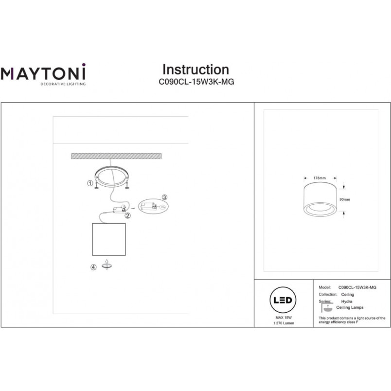 Lampa LED do łazienki Hydra Maytoni | Złota, IP44