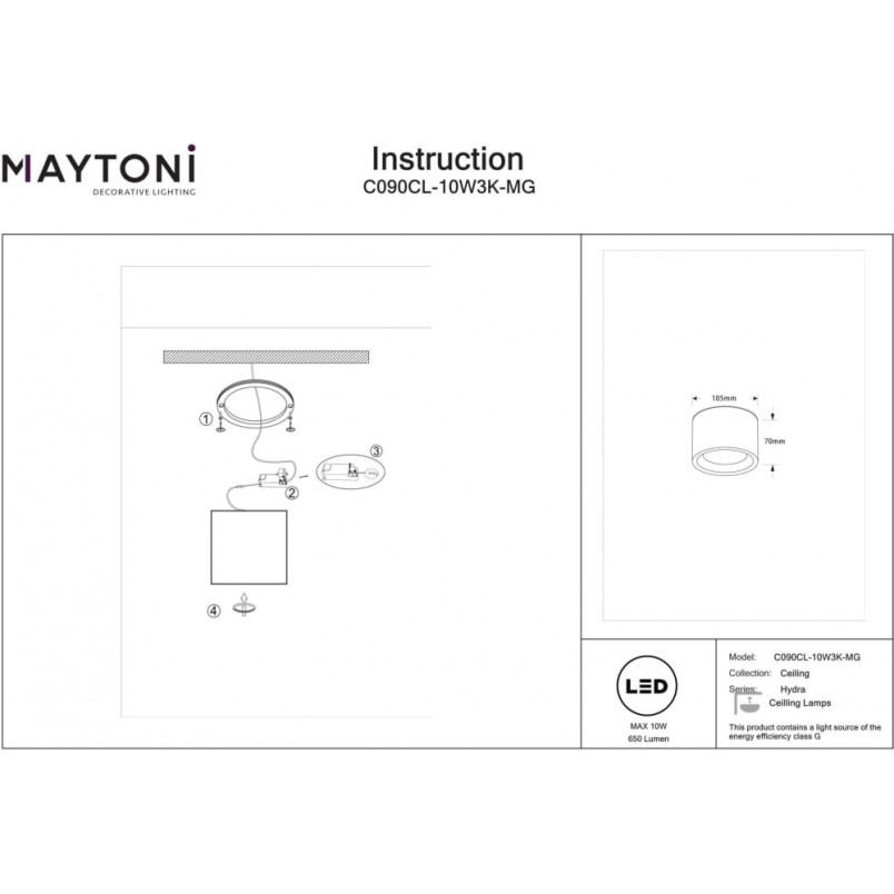 Lampa LED do łazienki Hydra Maytoni - Złota, IP44