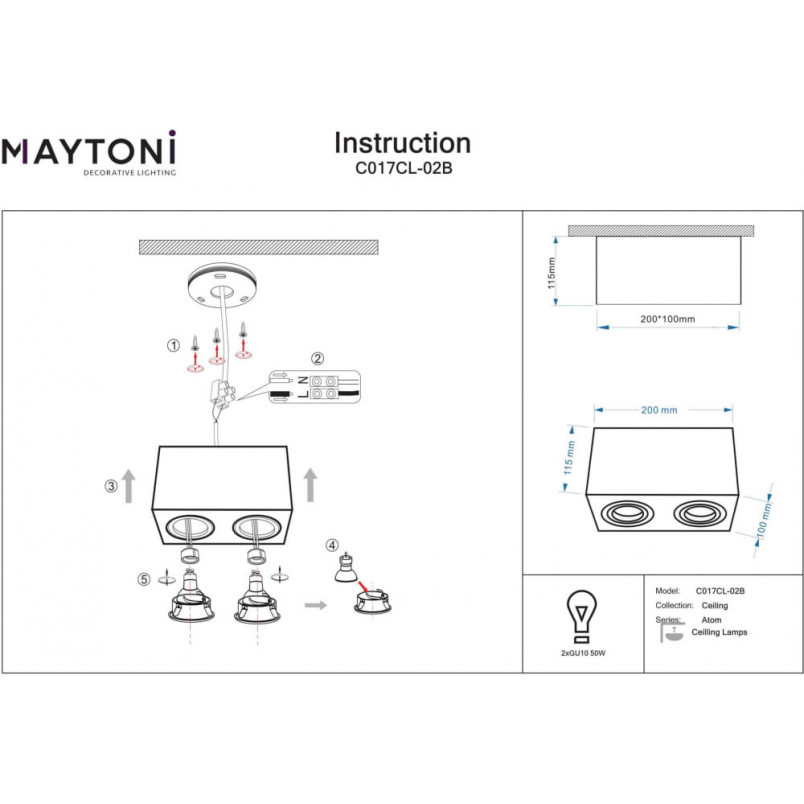 Lampa spot podwójna Atom czarna Maytoni | Oświetlenie LED