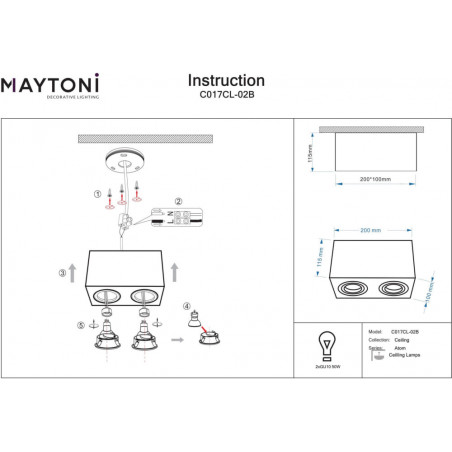 Lampa spot podwójna Atom czarna Maytoni | Oświetlenie LED