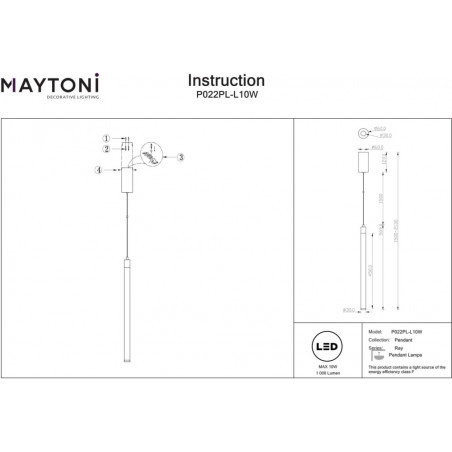 Lampa wisząca Ray LED biała Maytoni | Nowoczesny design