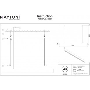Lampa Points LED czarna Maytoni | Nowoczesna lampa wisząca