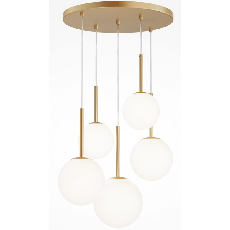 Lampa wisząca Maytoni Basic Form - 5 kul, biało-złota | Sklep z lampami