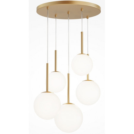 Lampa wisząca Maytoni Basic Form - 5 kul, biało-złota | Sklep z lampami