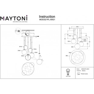 Lampa wisząca Maytoni Basic Form - 5 kul, biało-złota | Sklep z lampami