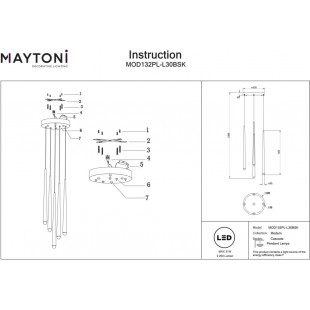 Lampa wisząca Cascade LED Maytoni | Mosiężna, Nowoczesna