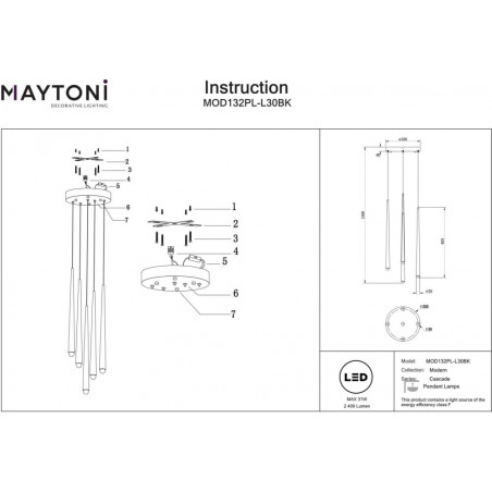 Lampa wisząca Cascade LED Maytoni | Nowoczesny design
