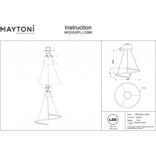 Lampa wisząca Curve LED czarna Maytoni | Nowoczesny design