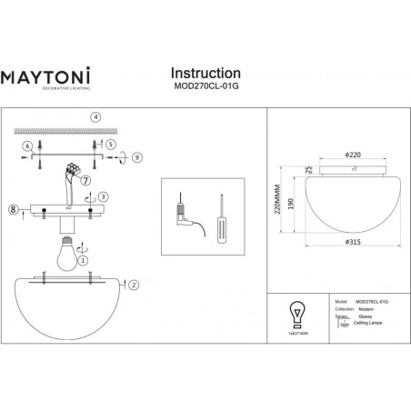 Plafon szklany Glassy biały Maytoni | Oświetlenie Glamour