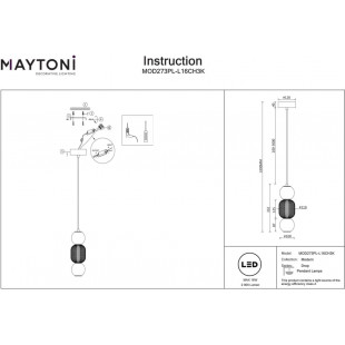Lampa wisząca Drop LED Maytoni | Glamour, Chrom, Szkło