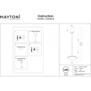Lampa wisząca Plato LED czarna | Maytoni - Nowoczesny design