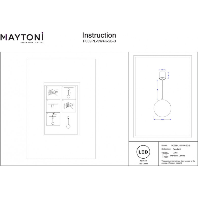 Lampa wisząca Luna LED Maytoni - nowoczesny design | Sklep z lampami