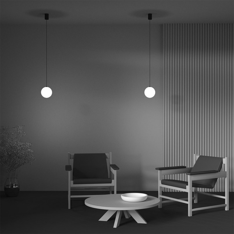 Lampa wisząca Luna LED Maytoni - Biało-czarna kula | Sklep z lampami