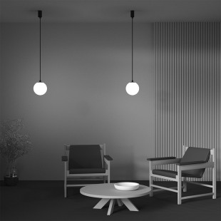 Lampa wisząca Luna LED Maytoni | Biało-czarna kula 20cm