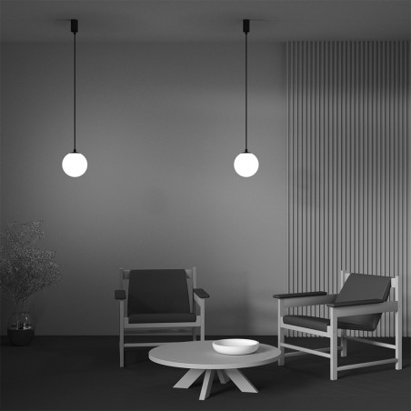 Lampa wisząca Luna LED Maytoni | Biało-czarna kula 20cm